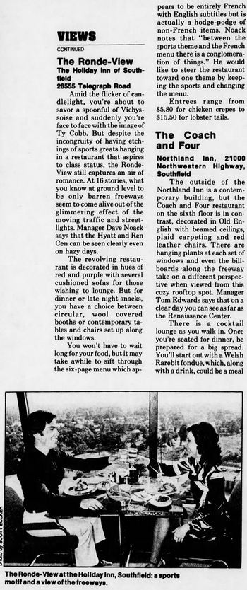 Holiday Inn - Southfield (Radisson Hotel Southfield-Detroit) - Sept 1977 Ronde-View Article